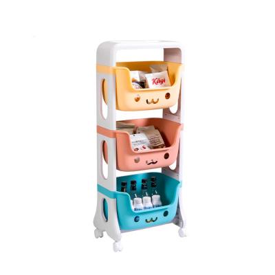 China Multi-Layer Plastic Organizer Children Toy Storage Cabinet Living Room Living Room Custom Furniture Kids Shelf Rack for sale