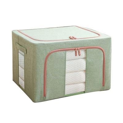 China Sustainable Steel Frame Reinforced Folding Cotton And Bana Clothing Storage Canvas Storage Box for sale