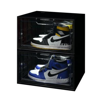 China Viable The Latest Design Transparent Multilayer Drawer Shoe Box Plastic Stackable Shoe Box With Light for sale