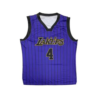 China Custom Amazon Stripe Antibacterial Youth Size Basketball Tank Top Hotselling USA Team Vests Uniforms Classic Purple for sale