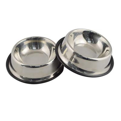 China Non-automatic Raised Non-slip Stainless Dog Bowl With Rubber Base Pet Food Cat Bowl for sale