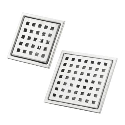 China 4 Inch Modern Square SUS 304 Stainless Steel Shower Floor Drain With Removable Grate Grid Cover for sale