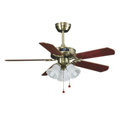 China 42 Inch Traditional Wood Ceiling Fans Lights With Pull Chain Control, Mahogany, Three E27 Interface for sale