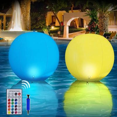 China Garden Led Solar Remote Control Color Changing Pool Ball Beach Ball Christmas Floating Light 34cm Christmas Decoration for sale