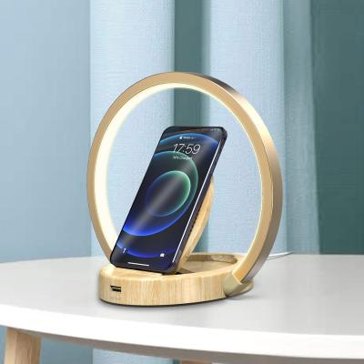 China Farmhouse Bedside Night Dimming Night Light Stand 15W Portable Wireless Charging Bedside Foldable Eye Protection Led Desk Lamp for sale