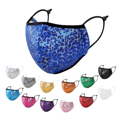 China Wholesale Dropshipping Anti-dust-fog-haze-wind Face Mask Summer Reusable Washable Washable Adjustable Sequin Shiny Polyester Facemask for sale