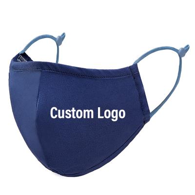 China Wholesale Fashion Design Anti-dust-fog-haze-wind Custom Logo Printing Soft Cloth Good Price 2 Ply Navy Blue Breathable Cotton Facemask for sale