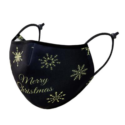 China 2021 Anti-dust-fog-haze-wind Merry Christmas Custom Printing Fashion Design Party Face Mask Outdoor Activity 4 Ply Reusable Cloth Christmas Facemask for sale