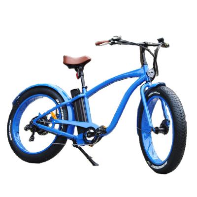 China High Power Aluminum Alloy Electric Bicycle 350W 500W 26 Inch Beach Cruiser Fat Tire Bike for sale