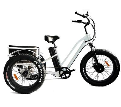 China Aluminum Alloy 48V 500W Big Fat Tire Three Wheel Cargo Electric Tricycle with 7 Speeds for Adults for sale