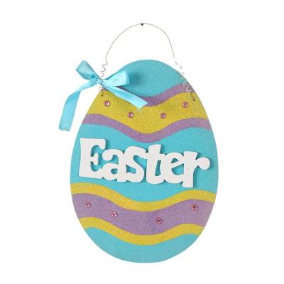 China Festival Decoration Pick Wooden DIY crafts Easter Egg door Hanger Happy Easter Egg Hunt door wall welcome sign for home for sale