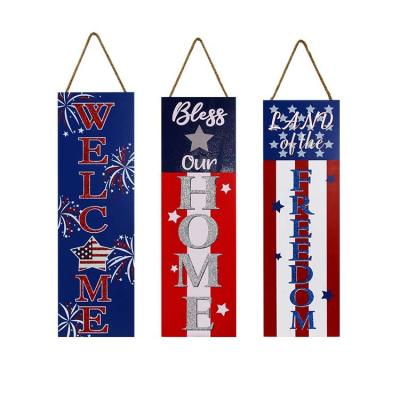 China Decorations&gifts Big Welcome Sign Patriotic Independence Day Decoration Wooden Hanging Plaque Entryway Sign Memorial for sale