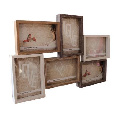 China Eco-friendly Handmade Wooden family Picture Frame Natural Photo Frames Wall Hanging accessories home decor for sale