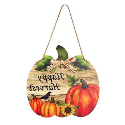 China Harvest Festival New design Thanksgiving Welcome Door Wooden Harvest Festival Pumpkin Home Decoration Crafts Halloween for sale