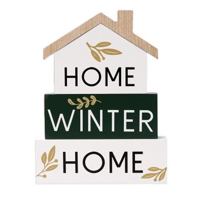 China Christamas Home Decoration Creative Christmas decoration wooden small house Winter Holiday atmosphere Window Table ornaments for sale