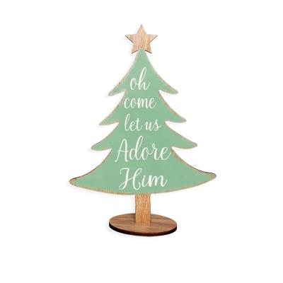 China Plywood Handmade Wooden Tabletop Tree Decor Mini Small Desk Xmas Tree Christmas Ornament Indoors Home for sale