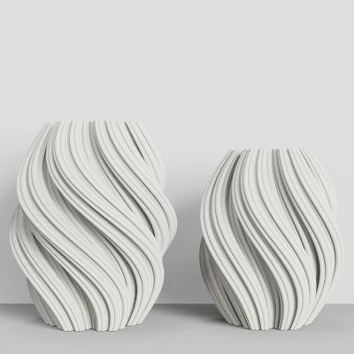 China New Scandinavian Design Unique Modern White Ceramic Minimalist Scandinavian Home Vase Decoration 3D Print for sale