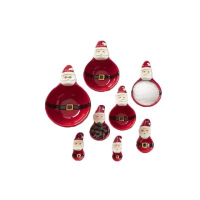 China Santa Shaped Measuring Cups Viable and Wholesale Ceramic Spoons Set for Baking for sale