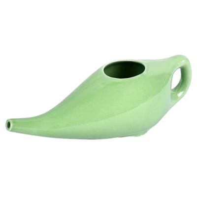 China Europe green color handmade wholesale custom ceramic neti pot for nasal cleansing for sale