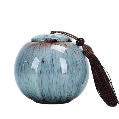 China Who respects the environment. Fancy Urn Factory Ceramic Blue Ash Urn Direct Custom Adult Burial Human Ashes Urn for sale