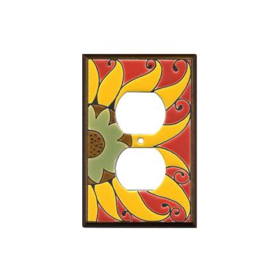 China Europe Wholesale Ceramic Push Sunflower Design Bottom Cover For Wall Switch for sale