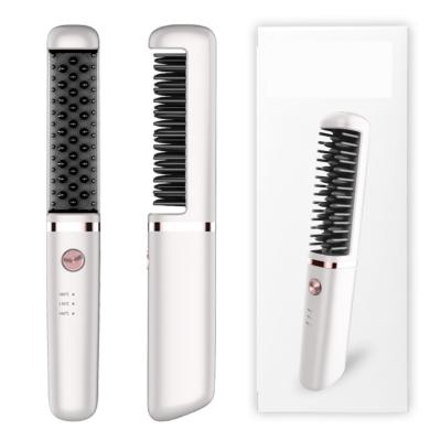 China Wholesale Highest Standard USB Electric Wireless Private Label Hair Beard Brush Comb Straightener Straight Hair Heated Comb for sale