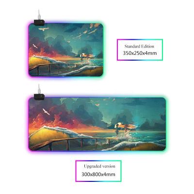 China New Design Durable 2021 RGB Colorful Oversized Glowing Luminous Gaming Mouse Pad Usb Led Computermats Keyboard Desk Mat Table Mat Office for sale