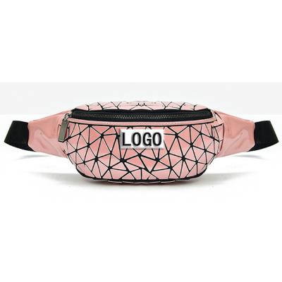 China 2021 New Fashion Water Proof Women Waist Bag PU Leather Multifunctional Geometric Pattern PU Tassel Bum Rhomboid Bag for sale