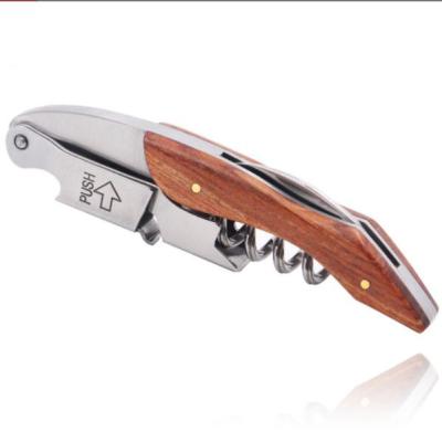 China High Quality Business Gift 3 in 1 Stainless Steel Wooden Handle Wine Bottle Corkscrew Opener for sale