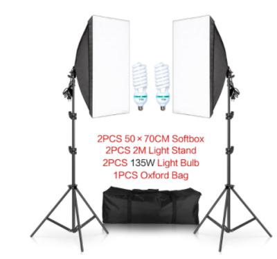 China High Quality Photo Studio Lighting Kit 50x70CM Bulb +2pcs 2m Tripod 50*70 Kits 2pcs 132W for sale