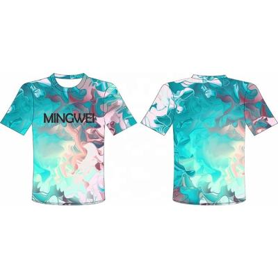 China Custom Anti-Wrinkle Polyester Printed Sublimation Mens T-shirt Unisex Full Sublimated Sports Shirt for sale