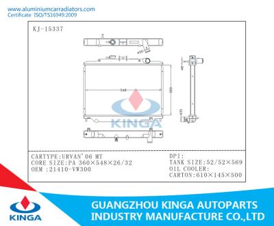 China Automotive Cooling System Aluminum Radiator For Nissan Urvan 2006 MT for sale