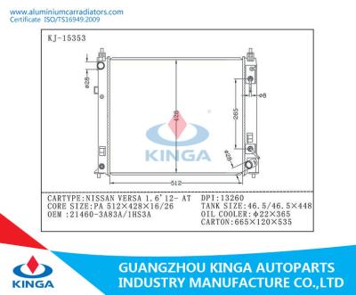 China NISSAN VERSA 1,6' OEM de alumínio 21460-3A83A/1HS3A do radiador de 12-AT Nissan à venda