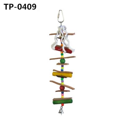 China Stocked Wooden Beads and Leather Rope Toy for Climbing Cockatoos African Gray Manufacturer Quakers Caiques Conures Bird Bites Parrots for sale