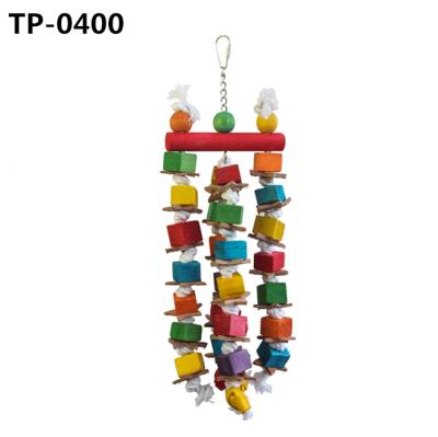 China Multicolor Wooden Stocked Bird Block Bite Toys for Macaws Gray Cockatiel Conures Cockatiels African Big and Medium Birds Chewing Plant for sale