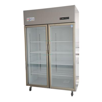 China Double-temperature Stainless Steel Free Standing Commercial Refrigerator Upright Freezer Sideboard With Sliding Doors for sale