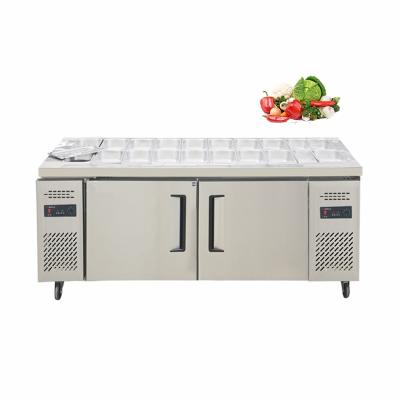 China Double-temperature Commercial Kitchen Refrigeration Equipment Salad Counter Freezer Table Refrigerator Supply Workbench for sale