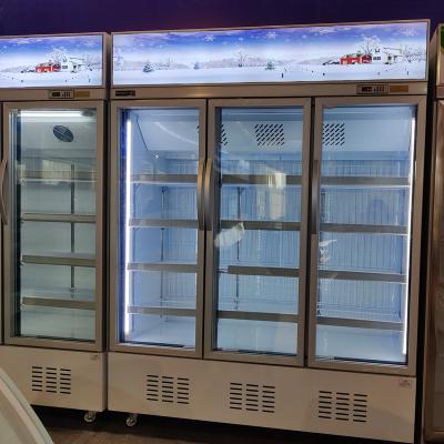 China Compressor 16 Years Experience Glass Doors Commercial Optional 2/3 Display Refrigerated Upright Freezer for sale