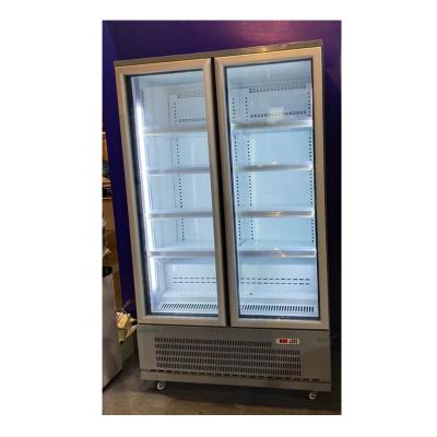 China System Minus 20 Degrees Factory Supply Ice Cream Frozen Food 2 Large Capacity Vented Glass Door Upright Display Freezer for sale