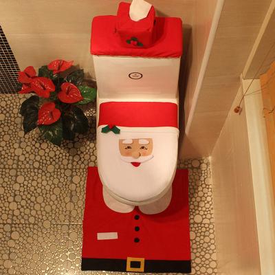 China Three-Piece Set 3Pcs Set Santa Clause Pattern Toilet Seat Cover Toilet Overcoat Case Bathroom Home Decorative Products Christmas Home Decoration for sale