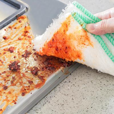 China 6 PCS Reusable Super Absorbent Soft Kitchen Cloth Bamboo Fiber Non Stick Strong Household Cleaning Cloth Decontamination Towel for sale