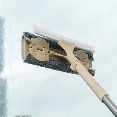 China Viable Household Retractable Glass Wiper Handle Removable Double Sides Wipe Multifunctional Rotary Window Cleaning Tool for sale