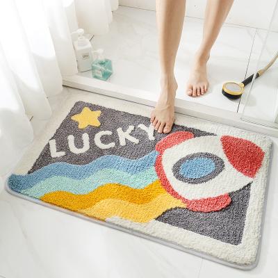 China Washable Modern Flocking Non-slip Carpet Foot Mat Household Bathroom Absorbent Mat Bedroom Door Cute Home Entrance Pattern for sale