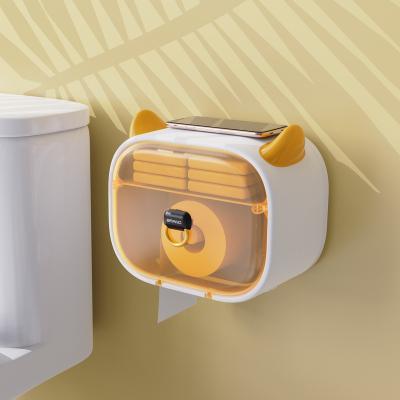 China Modern Waterproof Toilet Paper Roll Shelf Box Wall Mounted Tissue Holder Bathroom Paper Holder Tray Storage Box for sale