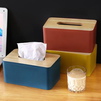 China Modern Wooden Cover Tissue Box Environmental Protection Home Tissue Container Napkin Tissue Holder Office Home Decoration Organizer for sale