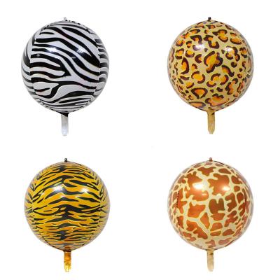 China Festival Decoration 22 Inch 4D Animal Print Round Jungle Party Decoration Foil Balloons for sale