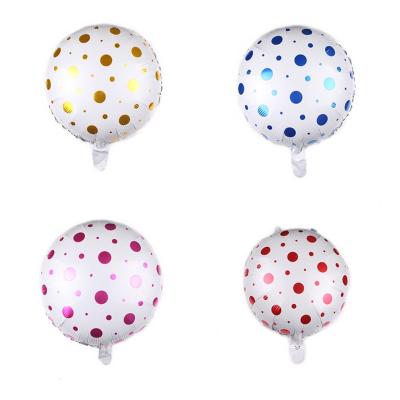 China 18 Inch Cute White Foil Balloon Festival Decoration With Dots Candy Child Birthday Party Decoration Round Helium for sale