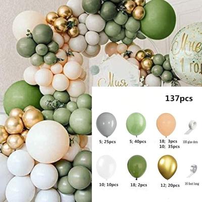 China Hot Selling Green Retro Festival Decoration Latex Party Balloon Set For Birthday Party Outside Wedding Party Decorations for sale