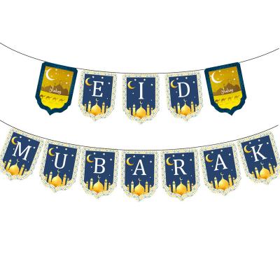 China Islamic Holiday Decoration Eid Mubarak Banner Muslim Ramadan EID MUBARAK Middle East Decoration Party Letter Festival Decoration Flag for sale