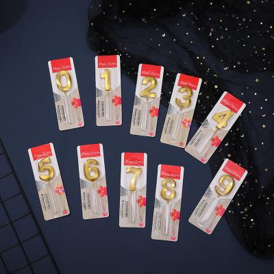 China Birthday party factory price champagne gold birthday party packaging different number birthday candles for sale